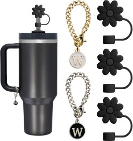 Cup Accessories Personalized Letter Charm For Tumbler Simple Modern 30 40 Oz Tumbler Cups With Handle Stanly Water Bottle Accessories (Color: Gold and Silver, size: W)